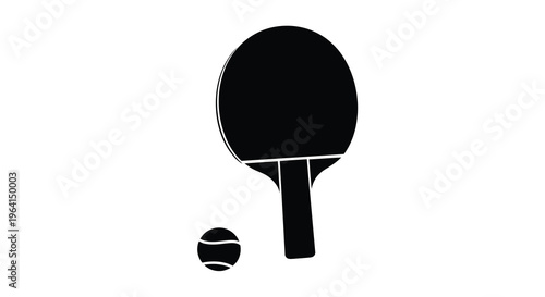 A minimalist black silhouette depicts a table tennis paddle and ball suggesting the sport s equipment and action high quality professional