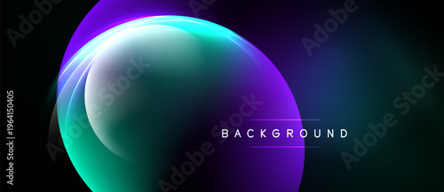 Abstract fluid shapes, vibrant colors blend. Dark background emphasizes glowing curves, creating modern visual impact. Text reads BACKGROUND.