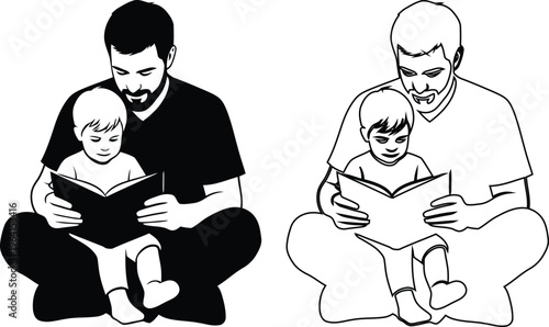 Father Reading Storybook Together With Young Children In Cozy Setting