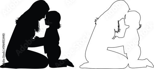 Emotional support illustration showing hugging and comforting silhouette figures