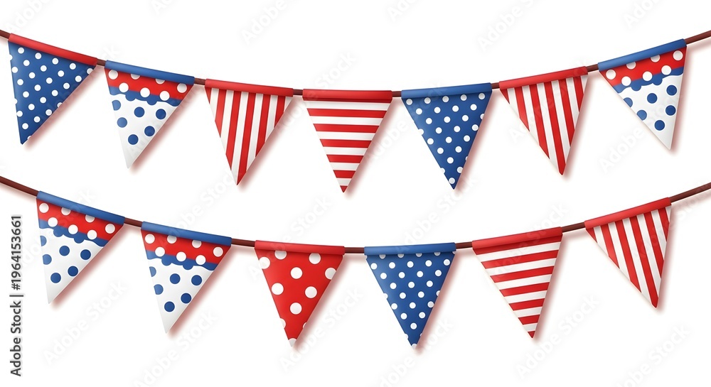 Fototapeta premium American patriotic pennant banners for 4th of july celebrations and decorations