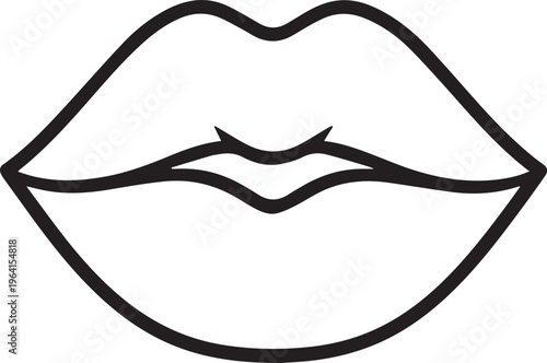A minimalist line drawing of a pair of lips, an elegant representation of sensuality, perfect for beauty-related design needs. 