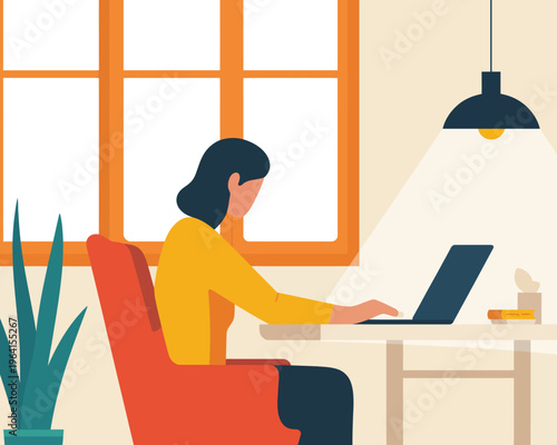 Minimalist of a person working from home at a desk