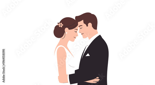 Elegant Bride and Groom Embrace on Wedding Day 2.