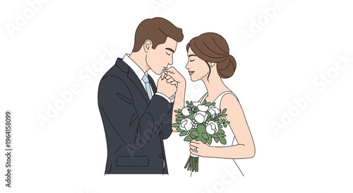 Elegant Bride and Groom Embrace on Wedding Day 1.