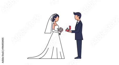 Groom Proposes Marriage to Bride with Ring.