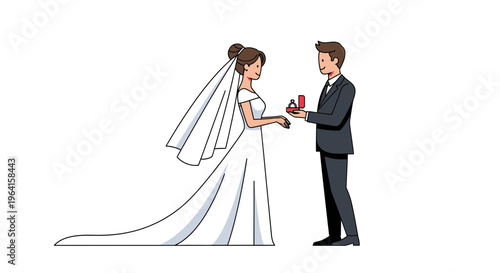 Groom Proposing Marriage to Bride with Ring.