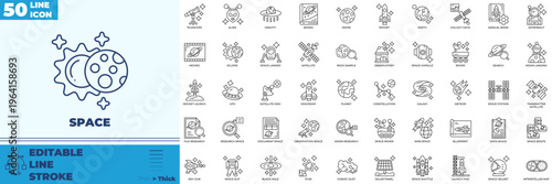 Space Line Editable Icons set