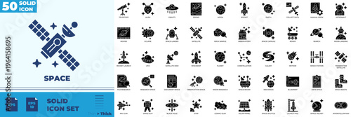 Space Solid Editable Icons set