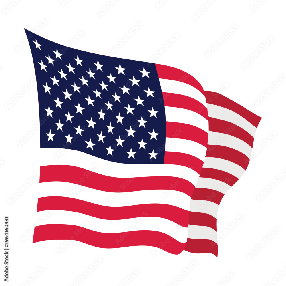 Fototapeta premium USA waving flag. American national symbol isolated on white background. Banner design element