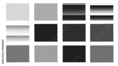 fabric swatches collection showcasing various textile patterns material samples and gray scale textures for design