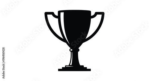A minimalist black silhouette depicts a classic trophy with two handles and a circular base high quality professional detailed modern elegant