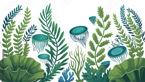 Delicate blue-green fern leaves growing in a natural cluster Vector