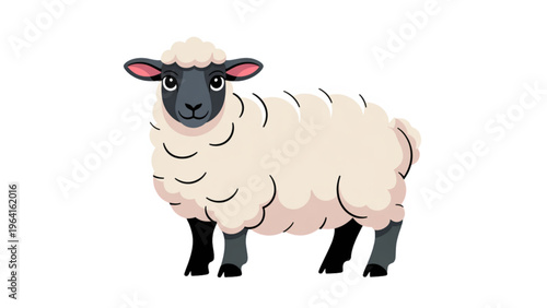 A stylized sheep with black face and legs standing upright on four legs Vector