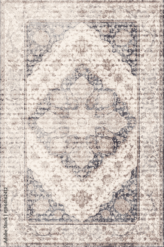 Fototapeta premium Persian Folk style traditional printed Carpet with trending colors and texture in high resolution 