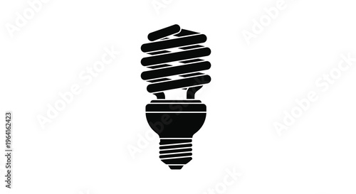 A stark black silhouette depicts a compact fluorescent lamp commonly known as a cfl on a white background high quality professional