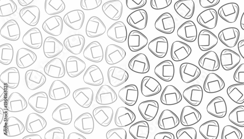 Onigiri seamless pattern illustration. Japanese rice snack repeat background. Nori wrapped triangle minimal style. Asian food texture design. Lunch wrapping surface.