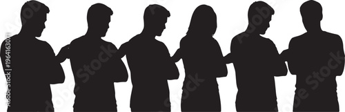 Black Solid Cofounder Staring Problem Board Silhouettes Set of Six on White Background