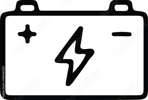 Battery icon with plus and minus signs on transparent background for energy concepts  symbol for power sources