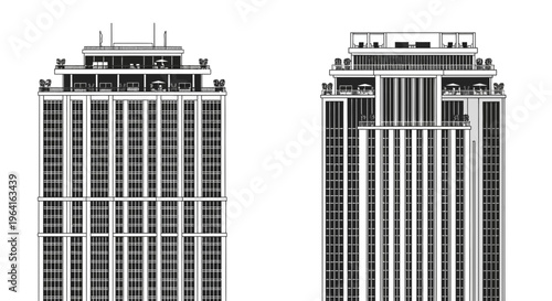 Two Tall Art Deco Skyscrapers Side By Side.