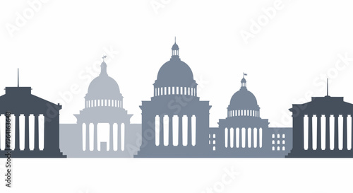 Government Buildings Silhouette Collection Washington DC Landmarks.
