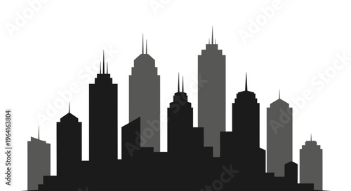 Modern City Skyline Silhouette Buildings Abstract Design.