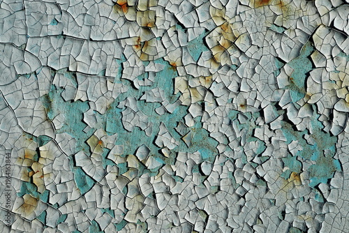 Cracked Peeling Gray Paint with Rust, Weathered Grunge Texture i