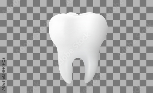 A realistic white human tooth isolated on a transparent background. Ideal for dental care and oral hygiene. Vector illustration