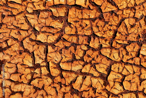 Cracked Dry Red Orange Earth Texture, Drought and Erosion Abstra