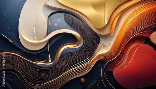 Abstract artistic composition with flowing shapes and vibrant colors, a modern design.