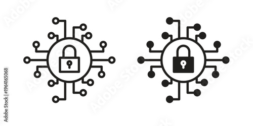 Cyber security icon collection on white background. Vector icon art.