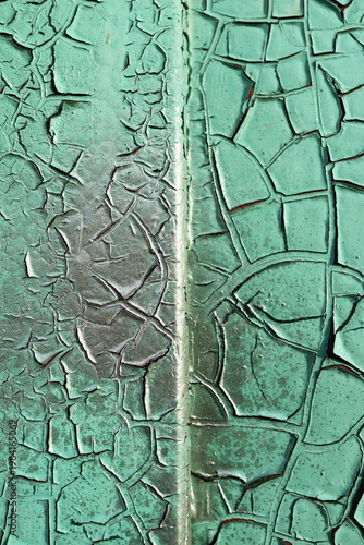 Cracked Teal Paint with Open Center, Weathered Grunge Texture Ba
