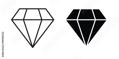 Diamond icon collection on white background. Vector icon art.