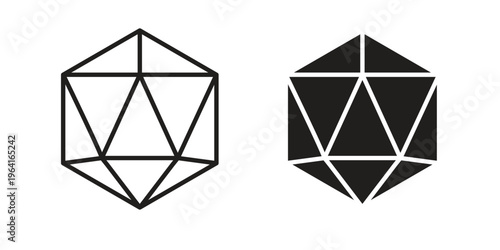 Dice d20 icon collection on white background. Vector icon art.
