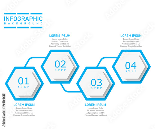 Business infographic template with hexagonal shape vector elements in up-down direction | 3 steps timeline marketing chart | Modern blue diagram vector illustration for organization 