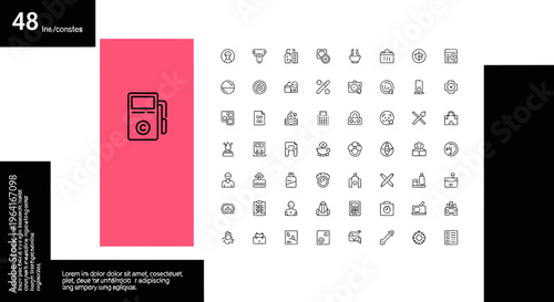 A blurry image of a pink rectangle with a gas pump icon and a grid of small icons