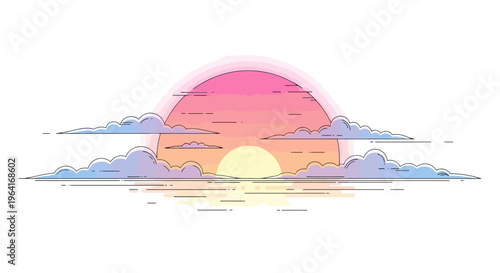 Sunset over water with clouds.