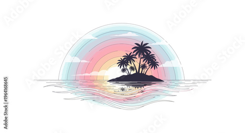 Palm trees on a small island.