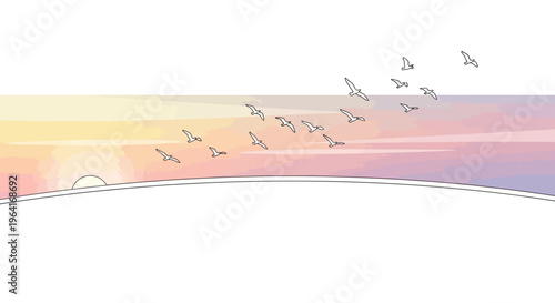 Birds Flying in Formation Overhead.