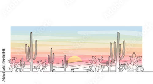 Cactus plants in a desert landscape.