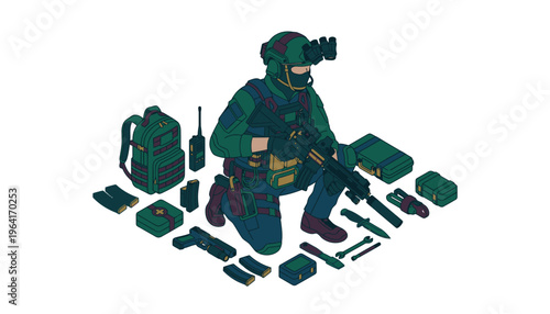 Soldier with tactical gear equipment.