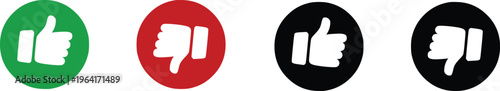 Thumbs up and thumb down icon set. Like and dislike icons Flat style