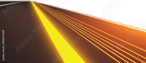 Yellow Roadway Lines Blurring on Dark Highway at Dusk