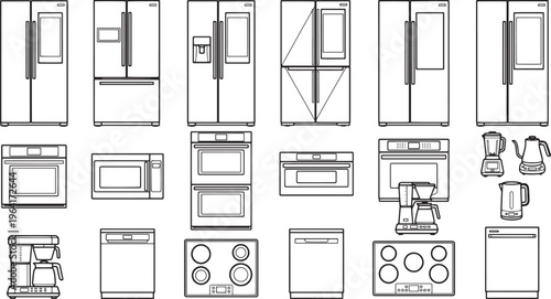 A collection of kitchen appliances showcasing modern design and functionality.