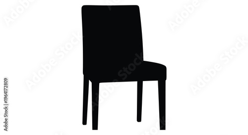 A black chair stands isolated against a white background silhouette