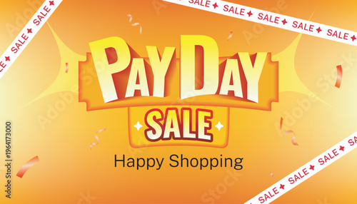 Payday Sale vector banner with bold 3D yellow typography on a bright orange background.