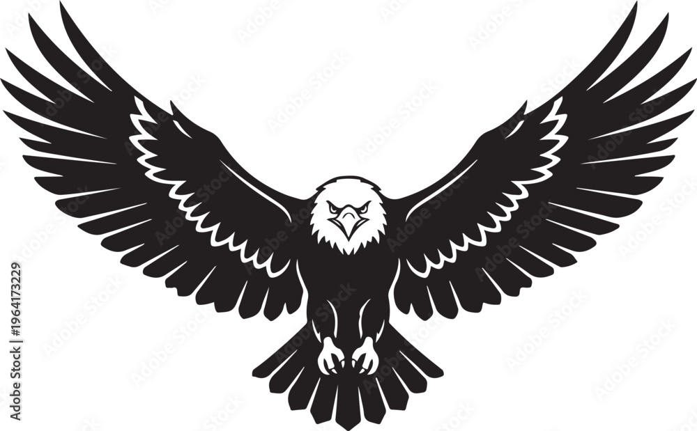 Obraz premium A majestic eagle spreads its wings in mid flight outdoors