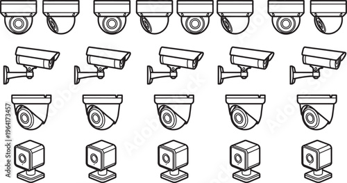 Security camera set collection on graphic vector design, a comprehensive visual resource for security-related projects. 