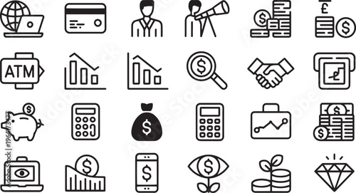 Diverse Financial Business Icons Collection Set