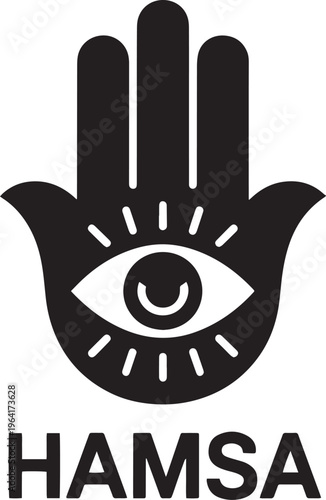Hamsa Hand Symbol with Eye Isolated on Transparent Background